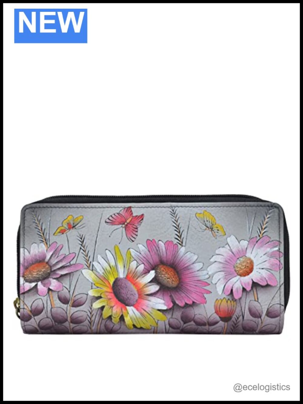 Hand-Painted Genuine Leather Organizer Clutch Wallet